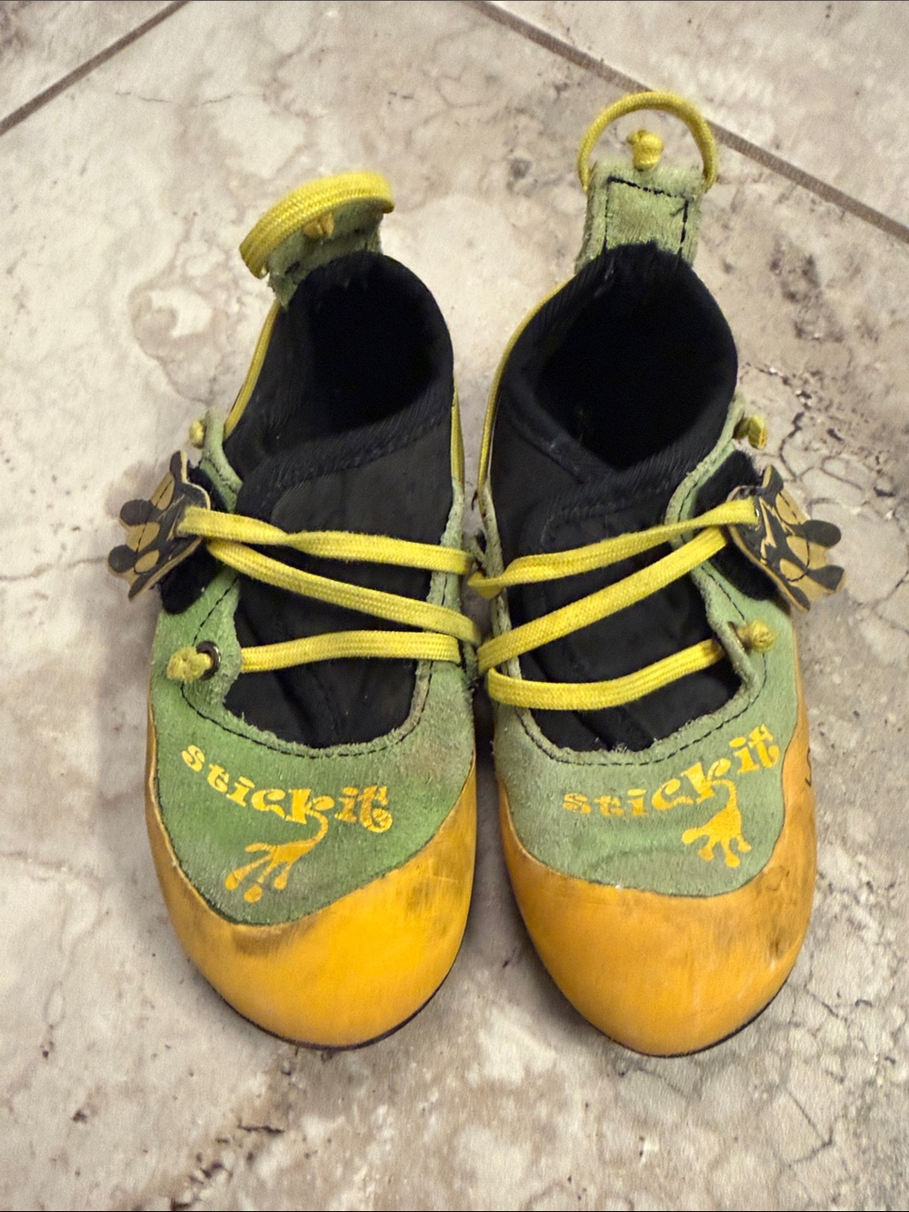 La Sportiva Stickit Kids Climbing Shoes Yellow & Green Size US 8-9